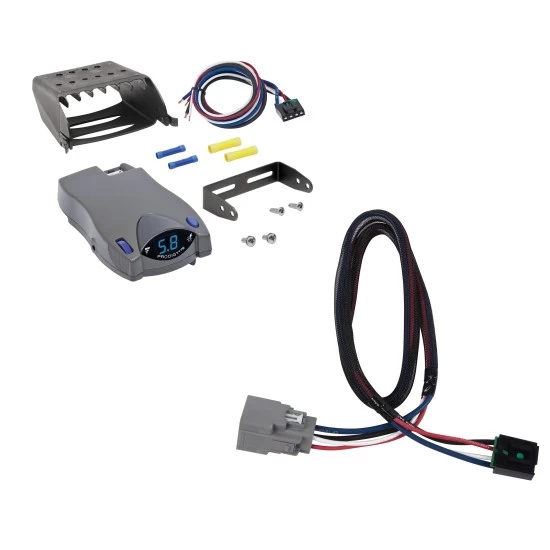 Trailer Brake Control For 20-25 Jeep Gladiator 18-25 Wrangler JL w/ Plug Play Wiring Adapter Tekonsha Prodigy P2 Electric Trailer Brakes Module Box Controller