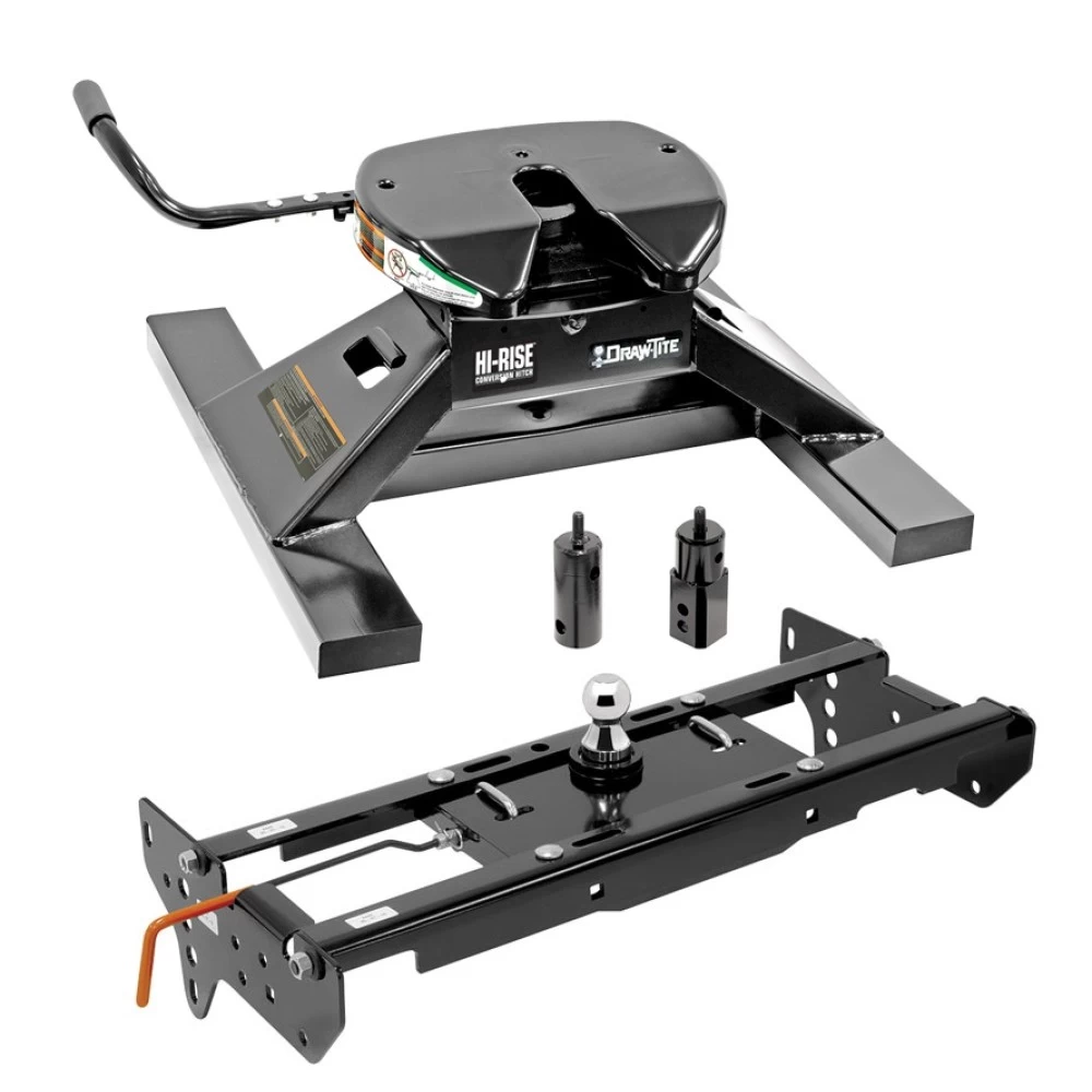 Draw-Tite Gooseneck Trailer Hitch w/ 18K 5th Fifth Wheel Adapter for 1999-2016 Ford F250 F350 F450 Super Duty Turnover w/ Brackets Rails Under Bed 2-5/16" Ball