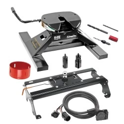 Draw-Tite Gooseneck Trailer Hitch Kit Deluxe w/ 18K 5th Fifth Wheel Adapter In-Bed Wiring and Hole Saw for 03-12 Dodge Ram 2500 3500 06-08 1500 Mega Cab Turnover w/ Brackets Rails Under Bed 2-5/16" Ball