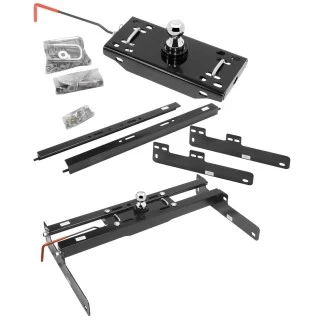 Draw-Tite Gooseneck Trailer Hitch Kit Deluxe w/ 18K 5th Fifth Wheel Adapter In-Bed Wiring and Hole Saw for 04-14 Ford F150 F-150 Turnover w/ Brackets Rails Under Bed 2-5/16" Ball