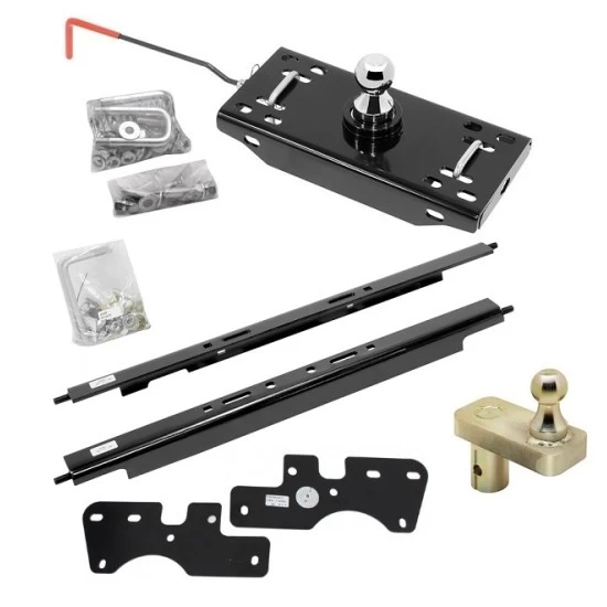 Draw-Tite Gooseneck Trailer Hitch w/ 5" Offset Ball for 15-19 Ford F150 F-150 Turnover w/ Brackets Rails Under Bed 2-5/16" Ball Excluding Raptor