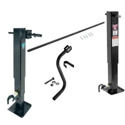 Bulldog Tandem 2-Speed 12,000 lbs Square Trailer Jack Drop Leg w/ Spring Return Planetary Gearbox 26" Lift w/ Crank and Cross Shaft