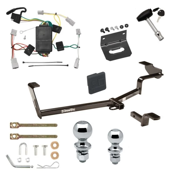 Ultimate Tow Package For 06-15 Honda Civic Trailer Hitch w/ Wiring Draw-Bar Dual 2" and 1-7/8" Ball Lock Bracket Cover 1-1/4" Receiver