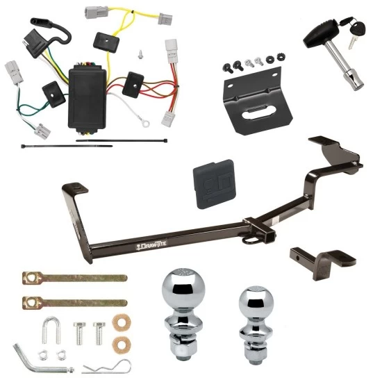 Ultimate Tow Package For 06-15 Honda Civic Coupe Trailer Hitch w/ Wiring Draw-Bar Dual 2" and 1-7/8" Ball Lock Bracket Cover 1-1/4" Receiver
