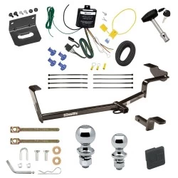 Ultimate Tow Package For 12-15 Honda Civic Sedan Hybrid Trailer Hitch w/ Wiring Draw-Bar Dual 2" and 1-7/8" Ball Lock Bracket Cover 1-1/4" Receiver
