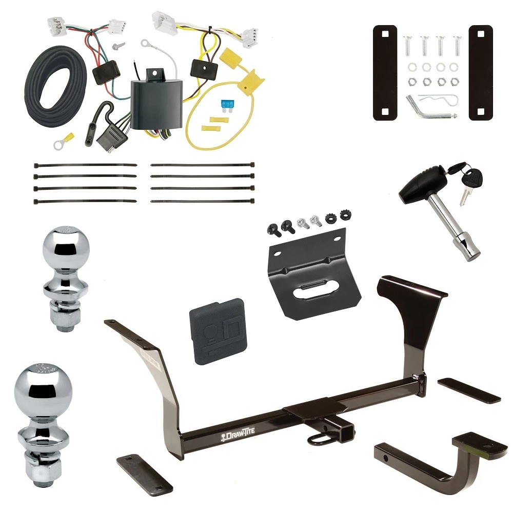 Ultimate Tow Package For 16-25 Nissan Altima All Models Trailer Hitch w/ Wiring Draw-Bar Dual 2" and 1-7/8" Ball Lock Bracket Cover 1-1/4" Receiver