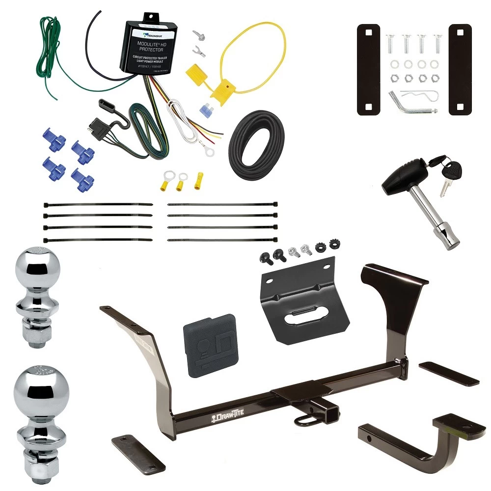 Ultimate Tow Package For 16-23 Nissan Maxima All Models Trailer Hitch w/ Wiring Draw-Bar Dual 2" and 1-7/8" Ball Lock Bracket Cover 1-1/4" Receiver