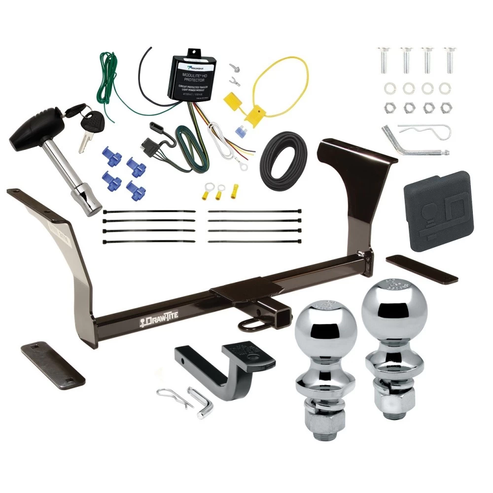 Trailer Tow Hitch For 16-23 Nissan Maxima All Models Deluxe Package Wiring 2" and 1-7/8" Ball and Lock