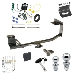 Ultimate Tow Package For 10-14 Volkswagen Golf Wagon 11-14 Jetta SportWagen Exc TDI Trailer Hitch w/ Wiring Draw-Bar Dual 2" and 1-7/8" Ball Lock Bracket Cover 1-1/4" Receiver