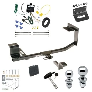 Ultimate Tow Package For 10-14 Volkswagen Golf Wagon 11-14 Jetta SportWagen Exc TDI Trailer Hitch w/ Wiring Draw-Bar Dual 2" and 1-7/8" Ball Lock Bracket Cover 1-1/4" Receiver
