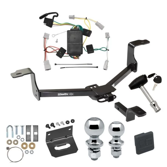 Ultimate Tow Package For 08-12 Honda Accord Coupe & Sedan Trailer Hitch w/ Wiring Draw-Bar Dual 2" and 1-7/8" Ball Lock Bracket Cover 1-1/4" Receiver