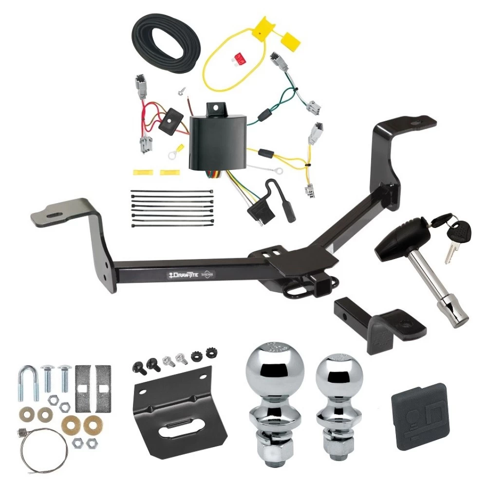 Ultimate Tow Package For 13-15 Honda Accord Except w/LED Taillights Trailer Hitch w/ Wiring Draw-Bar Dual 2" and 1-7/8" Ball Lock Bracket Cover 1-1/4" Receiver 