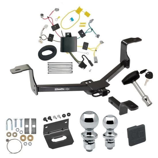 Ultimate Tow Package For 16-17 Honda Accord Sedan Exc Hybrid Trailer Hitch w/ Wiring Draw-Bar Dual 2" and 1-7/8" Ball Lock Bracket Cover 1-1/4" Receiver