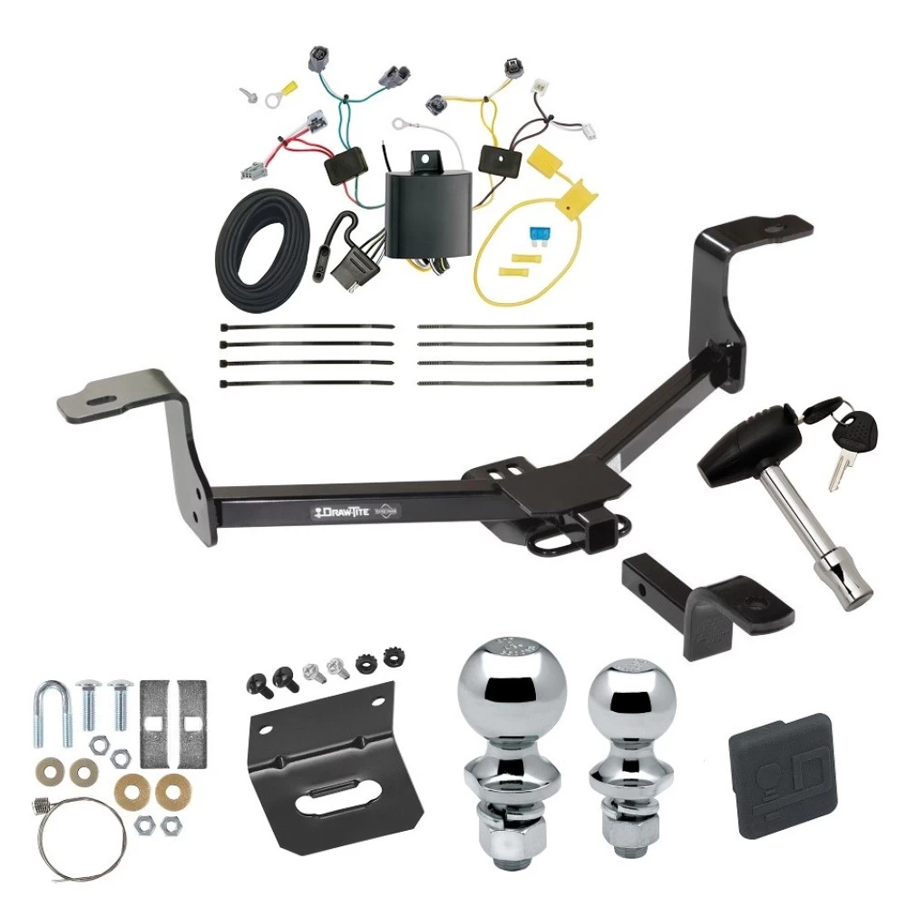 Ultimate Tow Package For 16-17 Honda Accord Coupe Trailer Hitch w/ Wiring Draw-Bar Dual 2" and 1-7/8" Ball Lock Bracket Cover 1-1/4" Receiver