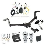 Ultimate Tow Package For 16-17 Honda Accord Coupe Trailer Hitch w/ Wiring Draw-Bar Dual 2" and 1-7/8" Ball Lock Bracket Cover 1-1/4" Receiver
