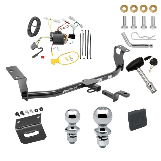 Ultimate Tow Package For 14-19 Toyota Corolla Sedan Trailer Hitch w/ Wiring Draw-Bar Dual 2" and 1-7/8" Ball Lock Bracket Cover 1-1/4" Receiver