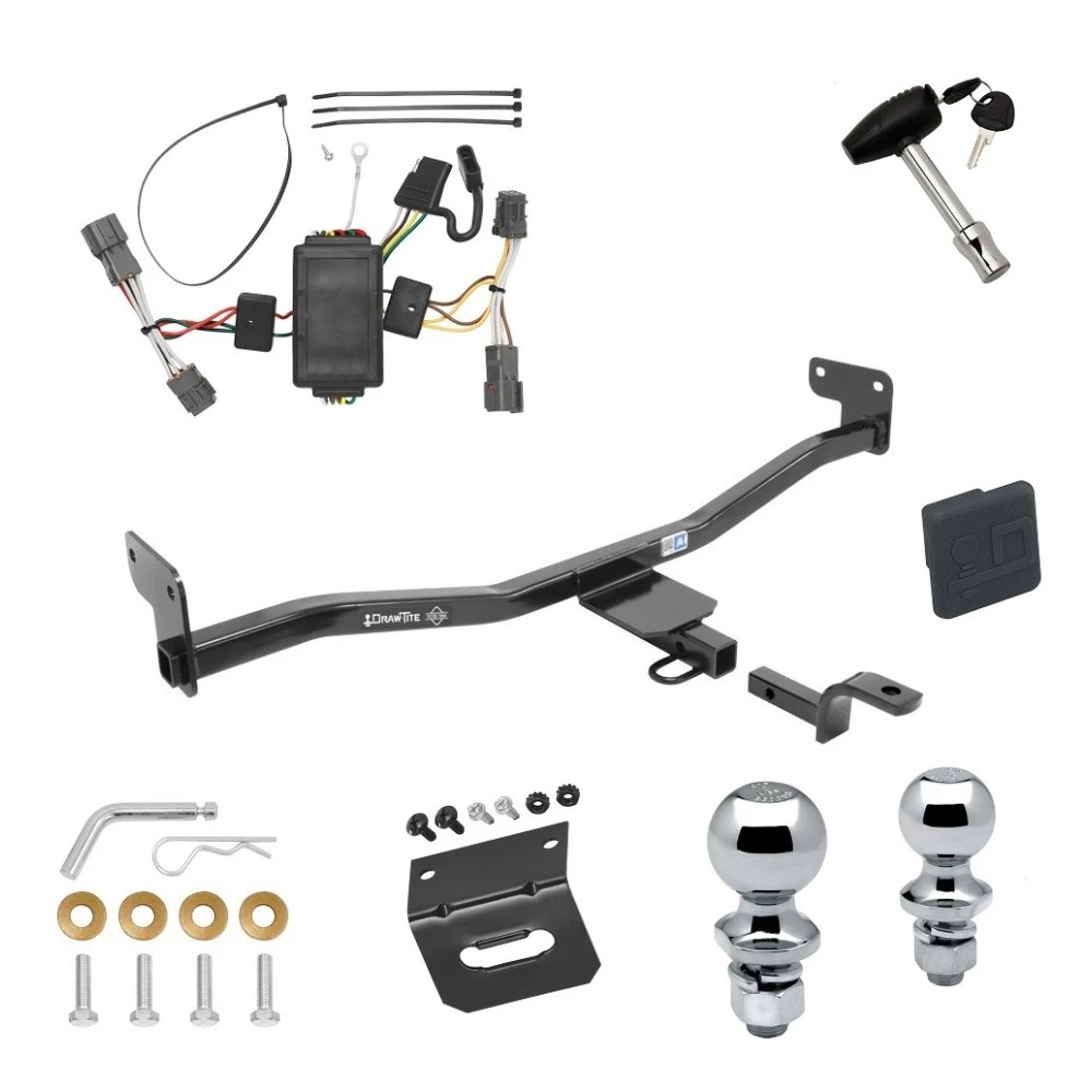 Ultimate Tow Package For 14-19 KIA Soul w/ LED Taillights Trailer Hitch w/ Wiring Draw-Bar Dual 2" and 1-7/8" Ball Lock Bracket Cover 1-1/4" Receiver