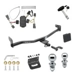 Ultimate Tow Package For 14-19 KIA Soul w/ LED Taillights Trailer Hitch w/ Wiring Draw-Bar Dual 2" and 1-7/8" Ball Lock Bracket Cover 1-1/4" Receiver