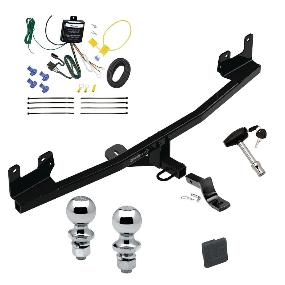 Trailer Tow Hitch For 20-20 KIA Rio Hatchback Deluxe Package Wiring 2" and 1-7/8" Ball and Lock