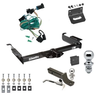 Ultimate Tow Package For 96-99 Chevy Express GMC Savana 1500 2500 3500 Trailer Hitch w/ Wiring 2" Drop Mount Dual 2" and 1-7/8" Ball Lock Bracket Cover 2" Receiver