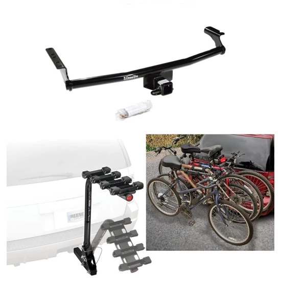 Trailer Hitch w/ 4 Bike Rack For 01-06 Hyundai Santa Fe All Models Approved for Recreational & Offroad Use Carrier for Adult Woman or Child Bicycles Foldable