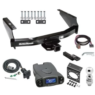 Class 5 10K Trailer Hitch Tow Package Prodigy P3 Brake Control For 99-04 Ford F-250 F-350 Super Duty Standard Bed & Bumper w/ 7-Way RV Wiring 2" Drop Mount 2" Ball Class 4 2" Receiver Draw-Tite Tekonsha