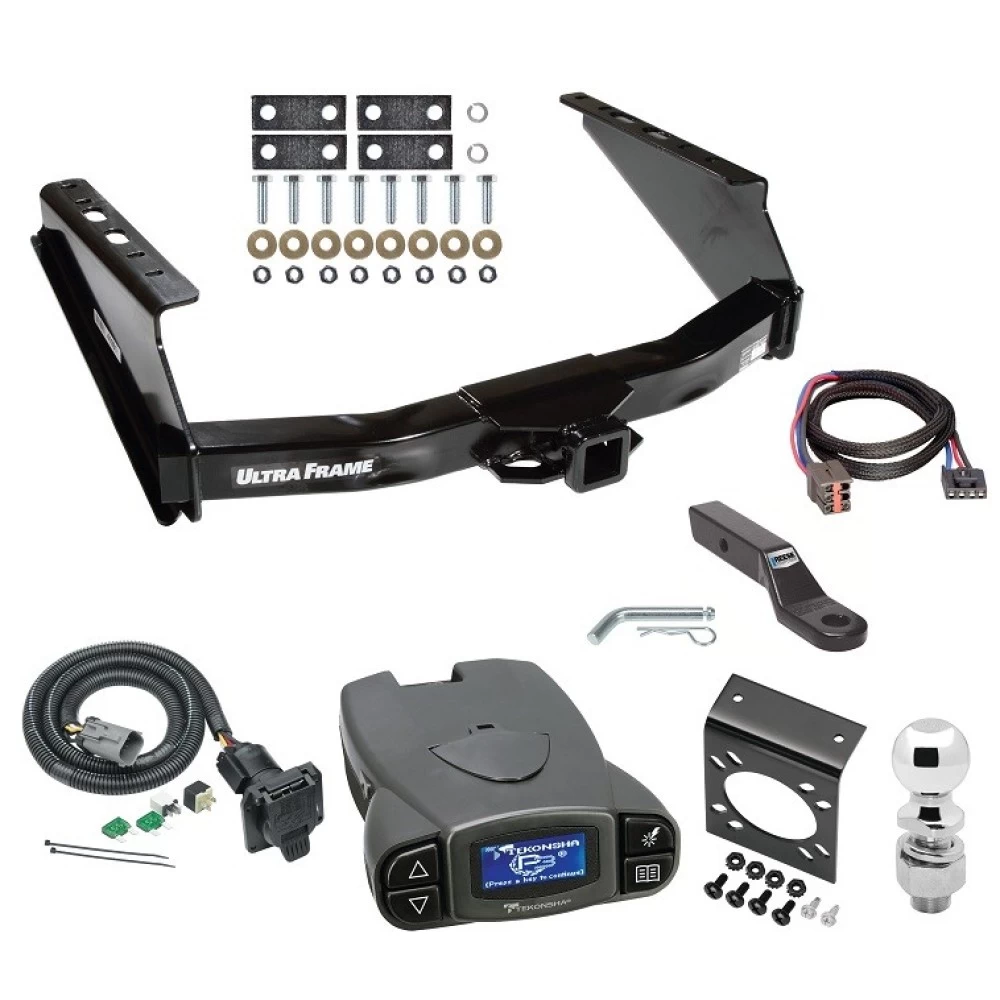 Class 5 12K Trailer Hitch Tow Package Prodigy P3 Brake Control For 99-01 Ford F-250 F-350 Super Duty w/ 7-Way RV Wiring 2" Drop Mount 2" Ball Class 4 2" Receiver Draw-Tite Tekonsha