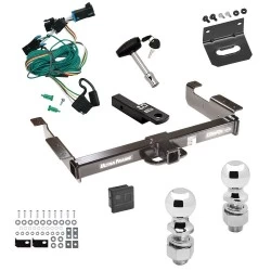 Ultimate Class 5 10K Tow Package For 96-99 Chevy Express GMC Savana 1500 2500 3500 Trailer Hitch w/ Wiring Dual 2" and 2-5/16" Ball 2" Drop Mount Lock Bracket Cover 2" Receiver