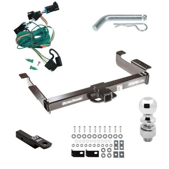 Class 5 10K Tow Package For 96-99 Chevy Express GMC Savana 1500 2500 3500 Trailer Hitch w/ Wiring 2-5/16" Ball 2" Drop Mount 2" Receiver