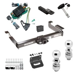 Ultimate Class 5 10K Tow Package For 00-02 Chevrolet Express GMC Savana 1500 2500 3500 Trailer Hitch w/ Wiring Dual 2" and 2-5/16" Ball 2" Drop Mount Lock Bracket Cover 2" Receiver