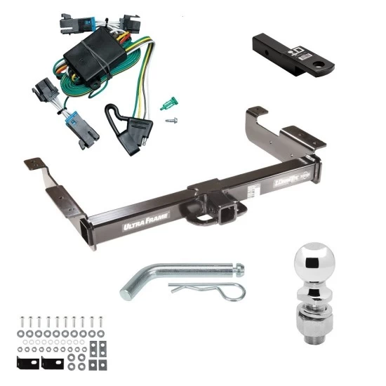 Class 5 10K Tow Package For 00-02 Chevrolet Express GMC Savana 1500 2500 3500 Trailer Hitch w/ Wiring 2-5/16" Ball 2" Drop Mount 2" Receiver