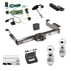 Ultimate Class 5 10K Tow Package For 03-27 Chevy Express GMC Savana 1500 2500 3500 Trailer Hitch w/ Wiring Dual 2" and 2-5/16" Ball 2" Drop Mount Lock Bracket Cover 2" Receiver