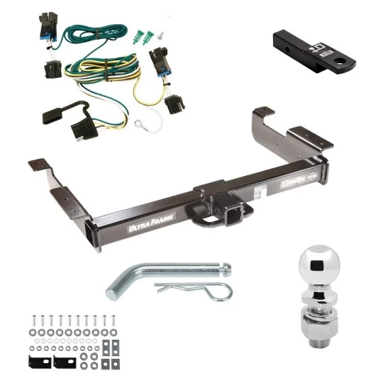 Class 5 10K Tow Package For 03-27 Chevy Express GMC Savana 1500 2500 3500 Trailer Hitch w/ Wiring 2-5/16" Ball 2" Drop Mount 2" Receiver