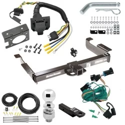 Class 5 10K Trailer Hitch Tow Package w/ 7-Way RV Wiring For 96-99 Chevy Express GMC Savana 1500 2500 3500 w/ 2-5/16" Ball 2" Drop Mount Ultra Frame 2" Receiver