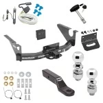 Ultimate Class 5 11K Tow Package For 11-18 RAM 09-10 Dodge Ram 1500 11-18 RAM 1500 19-24 Classic Trailer Hitch w/ Wiring Dual 2" and 2-5/16" Ball 2" Drop Mount Lock Bracket Cover 2" Receiver