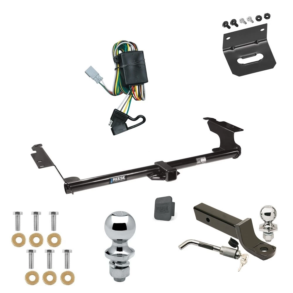 Ultimate Tow Package For 99-04 Honda Odyssey All Models Trailer Hitch w/ Wiring 2" Drop Mount Dual 2" and 1-7/8" Ball Lock Bracket Cover 2" Receiver Reese