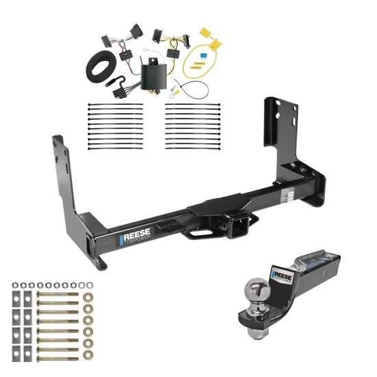 Tow Package For 07-13 Mercedes-Benz Freightliner 07-09 Dodge Sprinter 2500 3500 w/o Factory Step Bumper Trailer Hitch w/ Wiring 2" Drop Mount 2" Ball 2" Receiver Reese