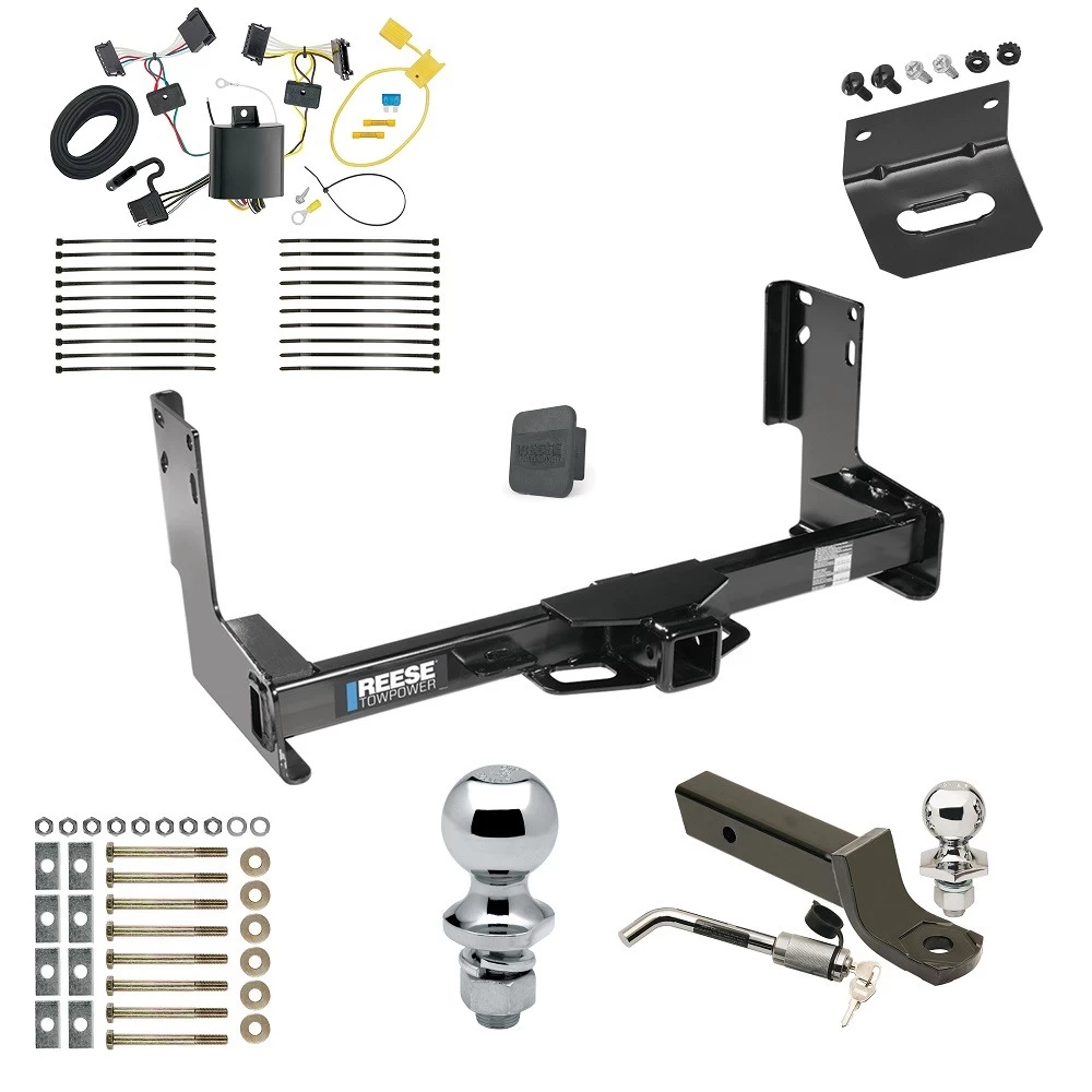 Ultimate Tow Package For 07-13 Mercedes-Benz Freightliner 07-09 Dodge Sprinter 2500 3500 w/o Factory Step Bumper Trailer Hitch w/ Wiring 2" Drop Mount Dual 2" and 1-7/8" Ball Lock Bracket Cover 2" Receiver Reese
