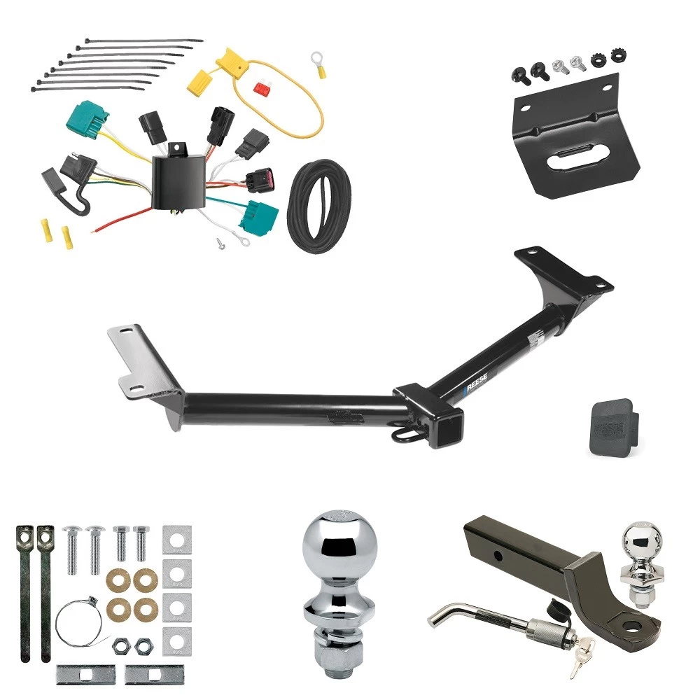 Ultimate Tow Package For 09-09 Dodge Journey All Models Trailer Hitch w/ Wiring 2" Drop Mount Dual 2" and 1-7/8" Ball Lock Bracket Cover 2" Receiver Reese