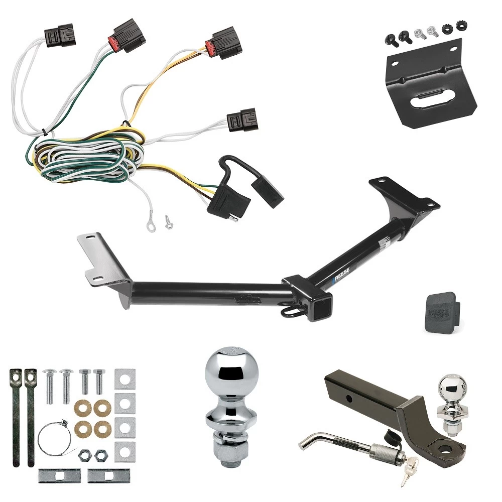 Ultimate Tow Package For 10-10 Dodge Journey All Models Trailer Hitch w/ Wiring 2" Drop Mount Dual 2" and 1-7/8" Ball Lock Bracket Cover 2" Receiver Reese