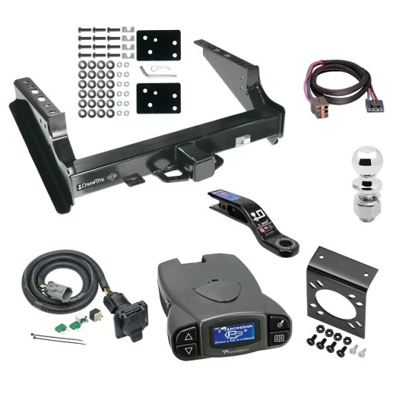Class 5 18K Trailer Hitch Tow Package Prodigy P3 Brake Control For 99-16 Ford F-250 F-350 F-450 Super Duty Standard Bed & Bumper w/ 7-Way RV Wiring 2" Drop Mount 2" Ball Class 4 2" Receiver Draw-Tite Tekonsha