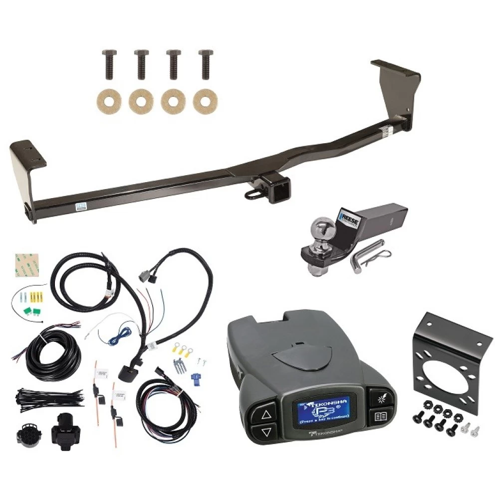 Trailer Hitch Tow Package Prodigy P3 Brake Control For 10-12 Hyundai Santa Fe w/o Factory Tow PKG w/ 7-Way RV Wiring 2" Drop Mount 2" Ball Class 4 2" Receiver Reese Tekonsha