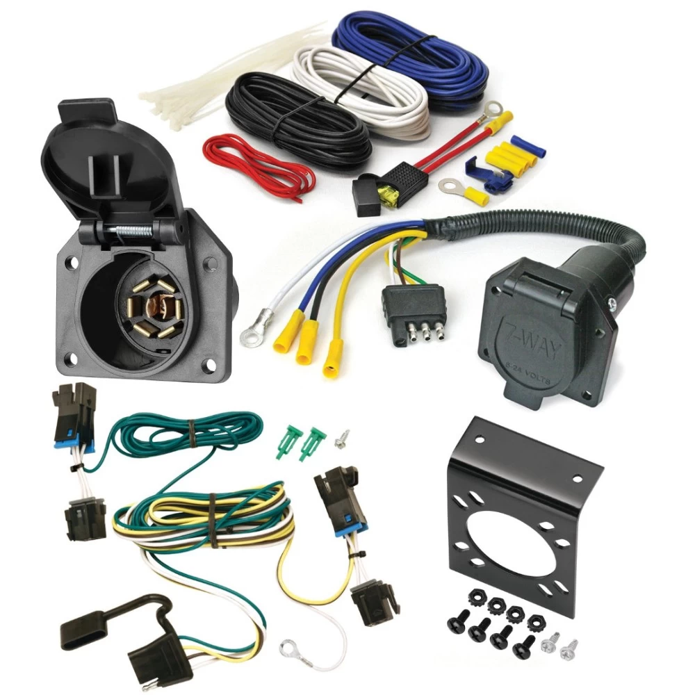 Economy 7 Way RV Trailer Wiring For 03-27 Chevy Express GMC Savana 1500 2500 3500 3 Axles 7 Blade Plug Prong Pin Brake Control Ready