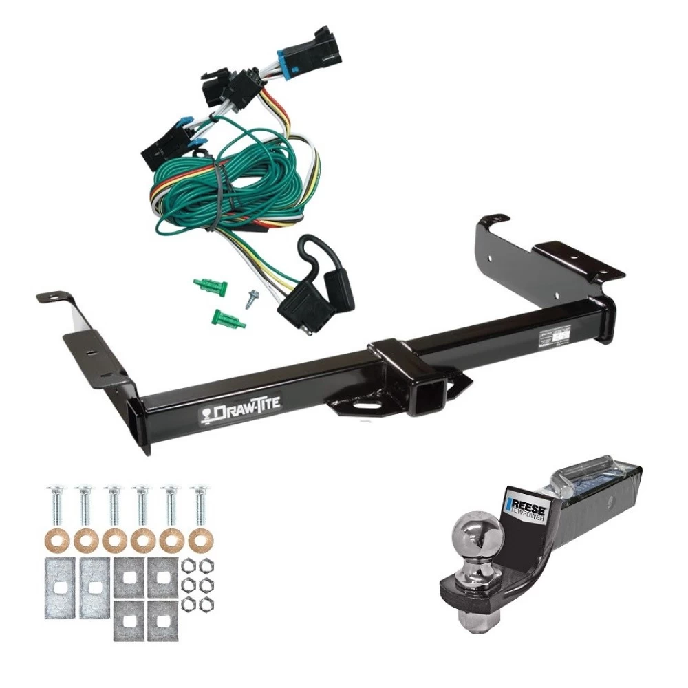 Tow Package For 96-99 Chevy Express GMC Savana 1500 2500 3500 Trailer Hitch w/ Wiring 2" Drop Mount 2" Ball 2" Receiver