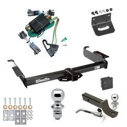Ultimate Tow Package For 00-02 Chevrolet Express GMC Savana 1500 2500 3500 Trailer Hitch w/ Wiring 2" Drop Mount Dual 2" and 1-7/8" Ball Lock Bracket Cover 2" Receiver