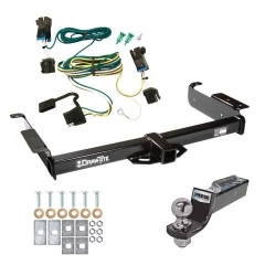 Tow Package For 03-27 Chevy Express GMC Savana 1500 2500 3500 Trailer Hitch w/ Wiring 2" Drop Mount 2" Ball 2" Receiver