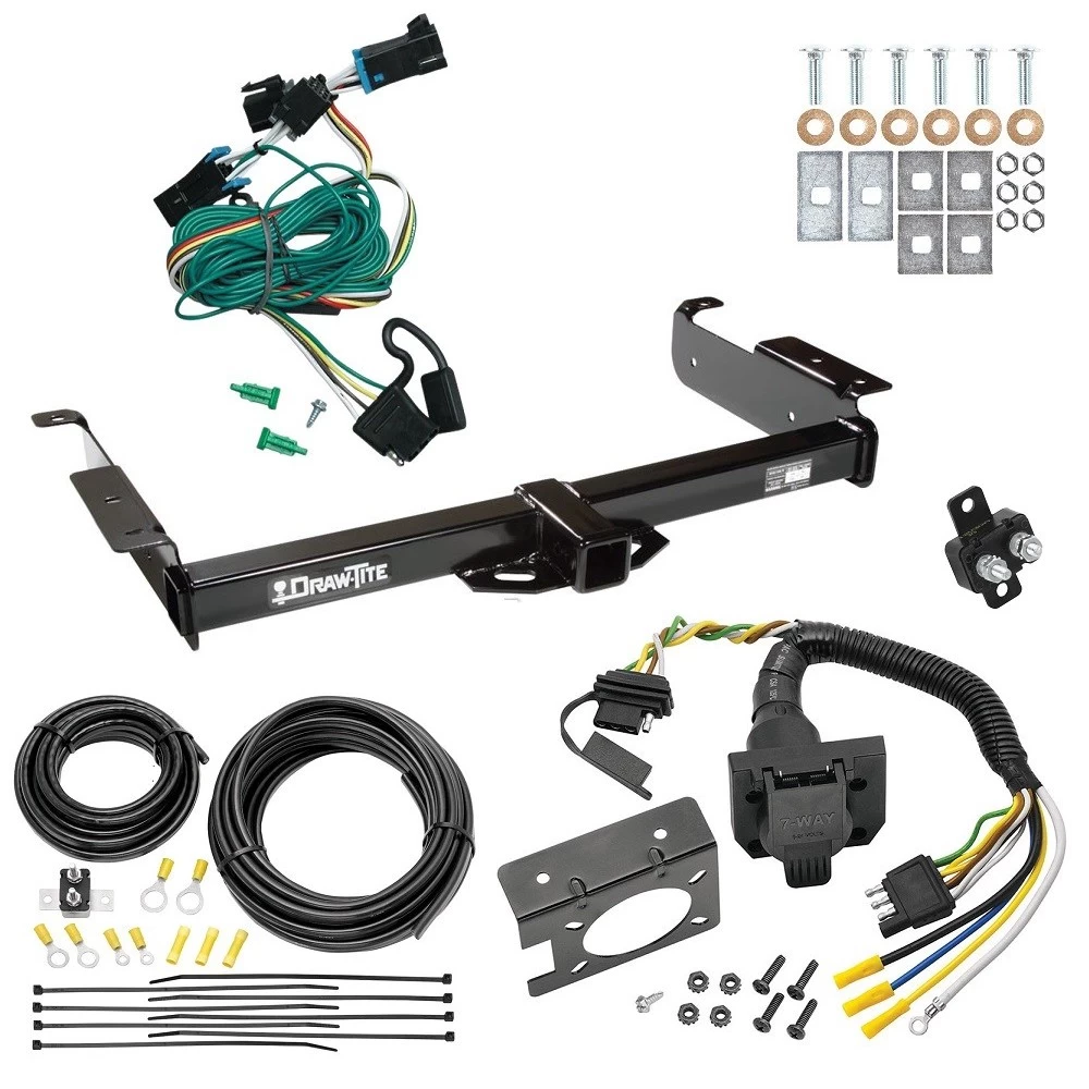 Trailer Hitch w/ 7-Way RV Wiring For 96-99 Chevy Express GMC Savana 1500 2500 3500 Van Class 3 2"