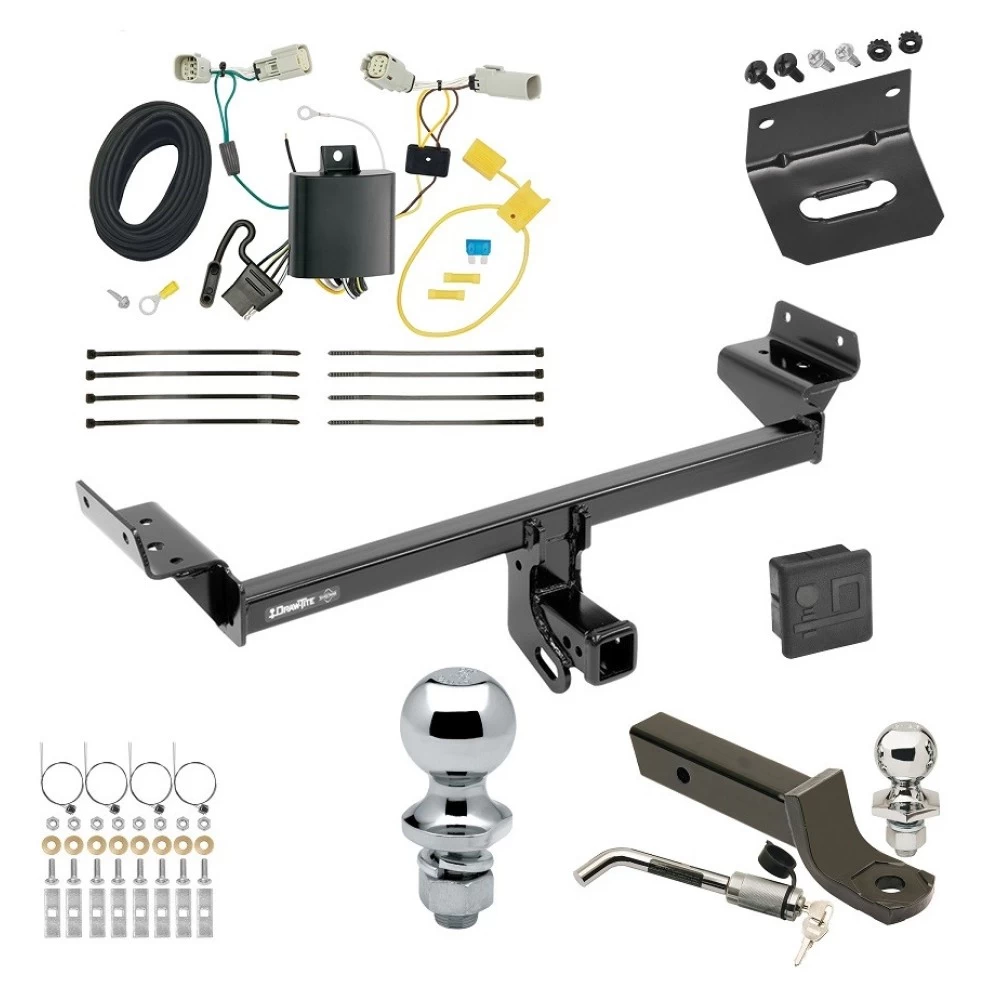 Ultimate Tow Package For 16-18 Lincoln MKX All Models Trailer Hitch w/ Wiring 2" Drop Mount Dual 2" and 1-7/8" Ball Lock Bracket Cover 2" Receiver