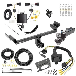 Trailer Hitch Tow Package w/ 7-Way RV Wiring For 19-23 Lincoln Nautilus All Models w/ 2" Drop Mount 2" Ball Class 3 2" Receiver