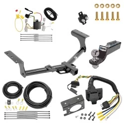 Trailer Hitch Tow Package w/ 7-Way RV Wiring For 06-12 Toyota RAV4 All Models w/ 2" Drop Mount 2" Ball Class 3 2" Receiver